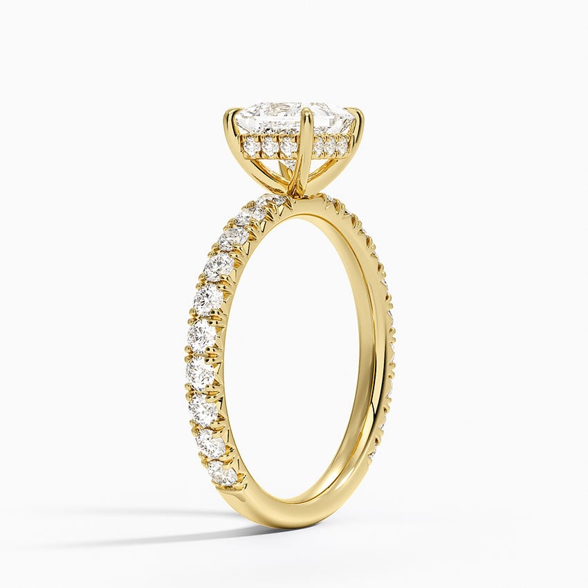 Perfect Fit French Pavé Diamond Ring Yellow Gold 18k Princess Engagement Ring