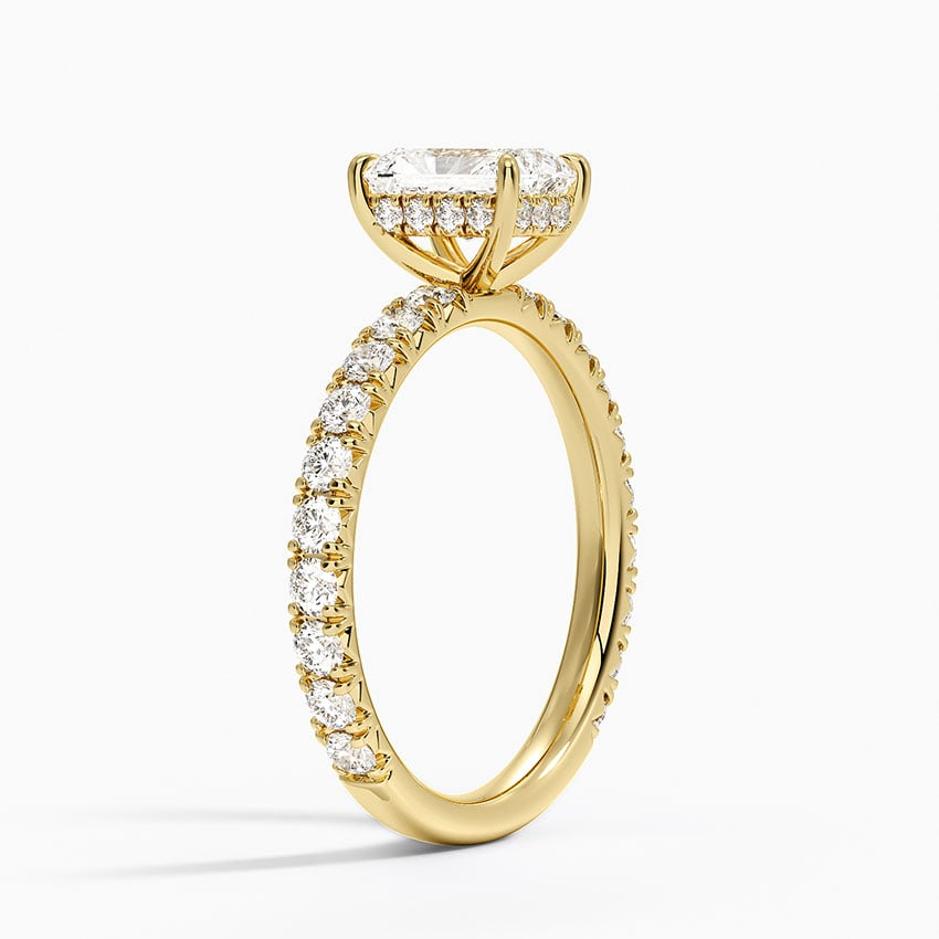 Perfect Fit French Pavé Diamond Ring Yellow Gold 18k Radiant Engagement Ring