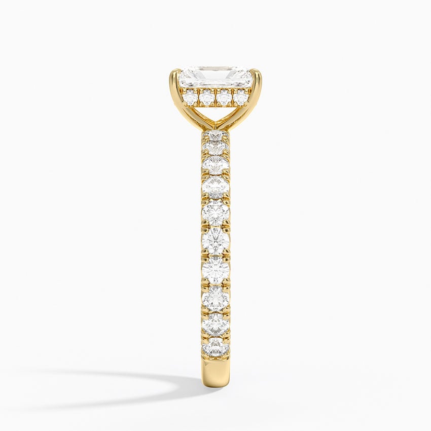 Perfect Fit French Pavé Diamond Ring Yellow Gold 18k Radiant Engagement Ring