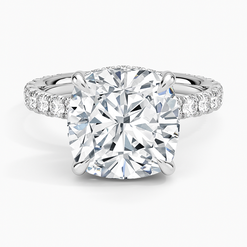 Perfect Fit French Pavé Diamond Ring Platinum Cushion Engagement Ring