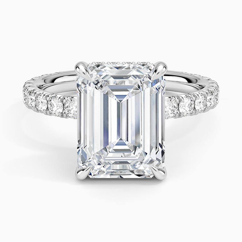 Perfect Fit French Pavé Diamond Ring Platinum Emerald Engagement Ring
