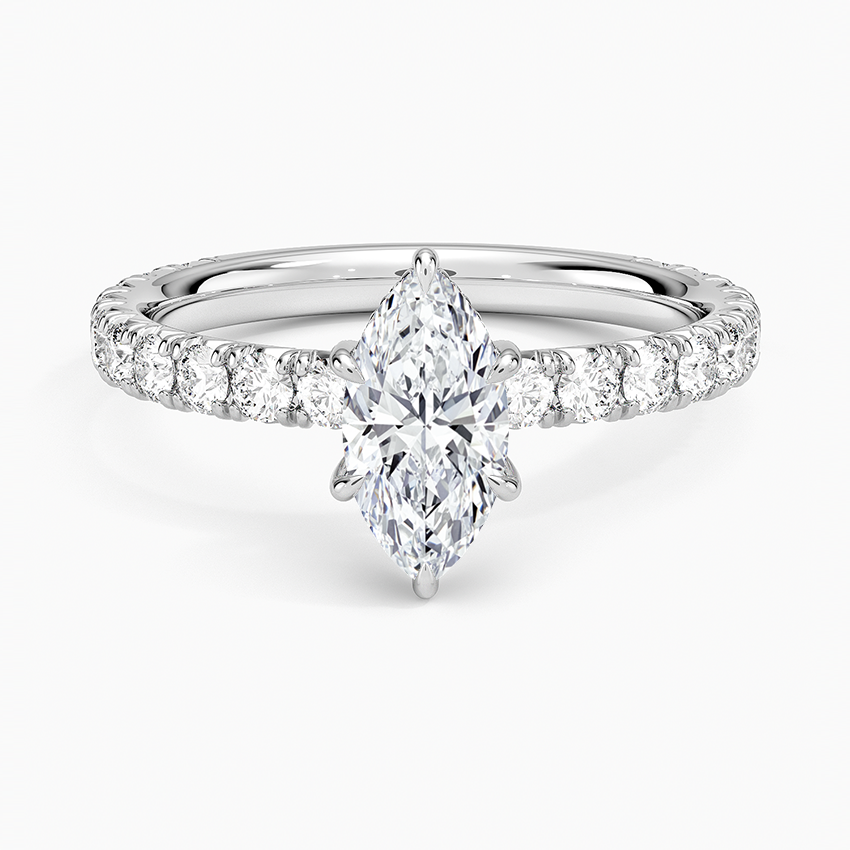 Perfect Fit French Pavé Diamond Ring Platinum Marquise Engagement Ring