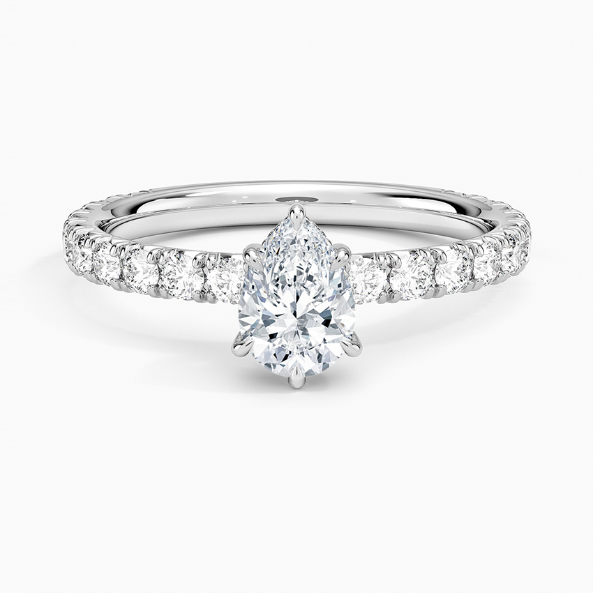 Perfect Fit French Pavé Diamond Ring Platinum Pear Engagement Ring
