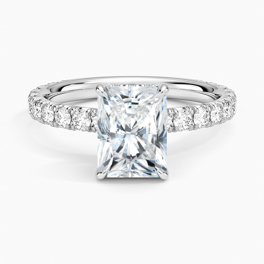 Perfect Fit French Pavé Diamond Ring Platinum Radiant Engagement Ring