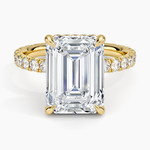Perfect Fit French Pavé Diamond Ring Yellow Gold 18k Emerald Engagement Ring