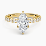 Perfect Fit French Pavé Diamond Ring Yellow Gold 18k Marquise Engagement Ring