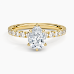 Perfect Fit French Pavé Diamond Ring Yellow Gold 18k Pear Engagement Ring