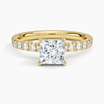 Perfect Fit French Pavé Diamond Ring Yellow Gold 18k Princess Engagement Ring