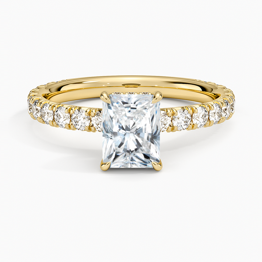 Perfect Fit French Pavé Diamond Ring Yellow Gold 18k Radiant Engagement Ring