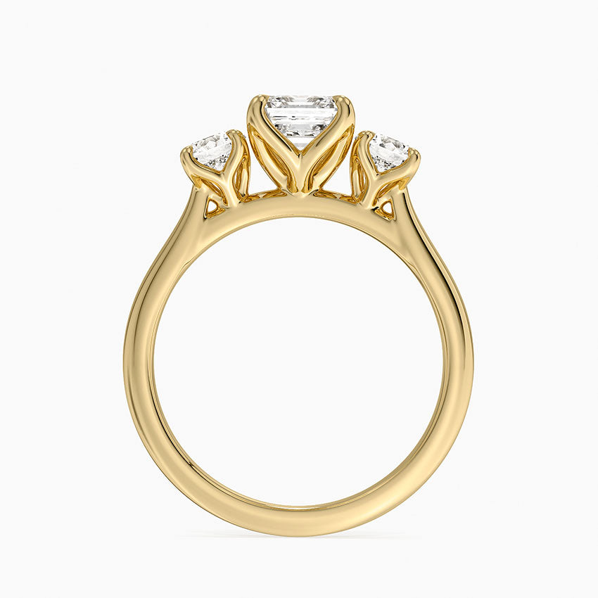 Elodie Perfect Fit Three Stone Diamond Ring (1/2 ct. tw.) Yellow Gold 18k Asscher Engagement Ring