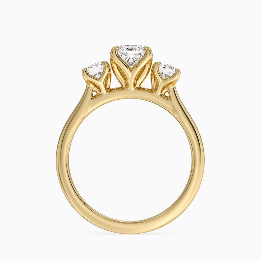 Elodie Perfect Fit Three Stone Diamond Ring (1/2 ct. tw.) Yellow Gold 18k Cushion Engagement Ring