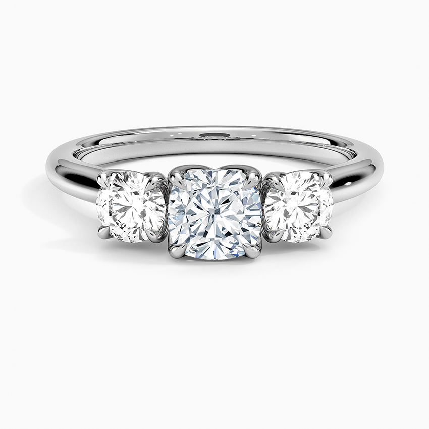 Elodie Perfect Fit Three Stone Diamond Ring (1/2 ct. tw.) Platinum Cushion Engagement Ring