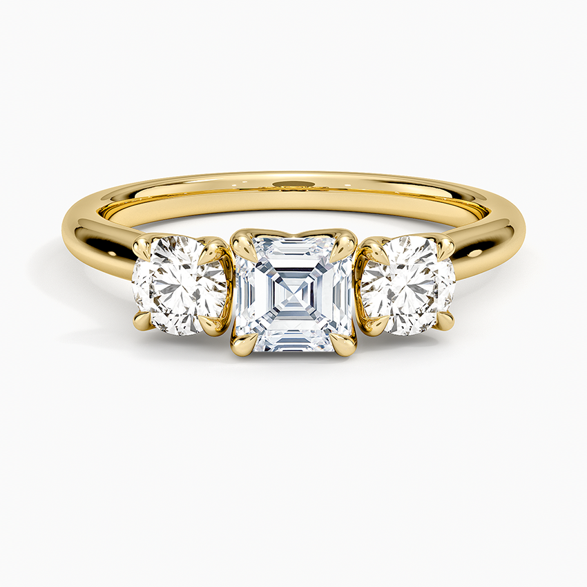 Elodie Perfect Fit Three Stone Diamond Ring (1/2 ct. tw.) Yellow Gold 18k Asscher Engagement Ring