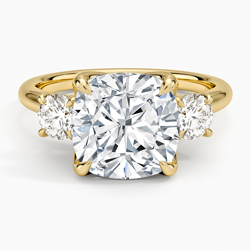 Elodie Perfect Fit Three Stone Diamond Ring (1/2 ct. tw.) Yellow Gold 18k Cushion Engagement Ring