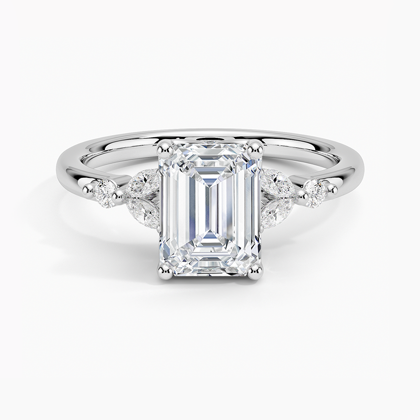 Verbena Diamond Ring Platinum Emerald Engagement Ring