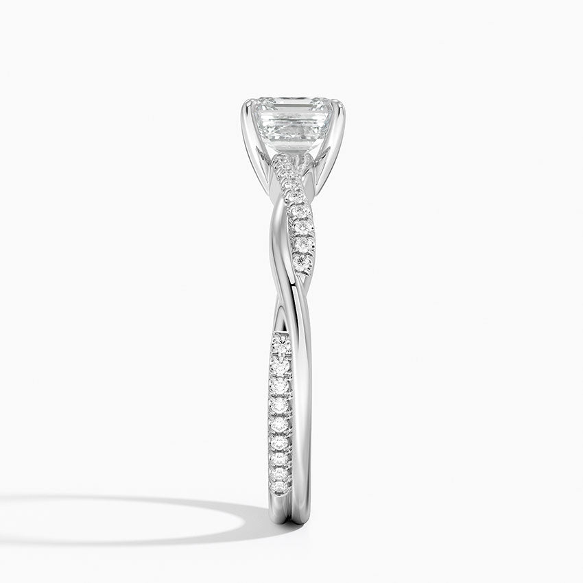 Petite Twisted Vine Diamond Ring (1/8 ct. tw.) Platinum Asscher Engagement Ring