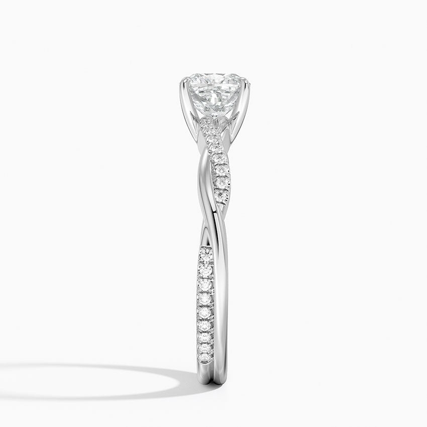 Petite Twisted Vine Diamond Ring (1/8 ct. tw.) Platinum Cushion Engagement Ring