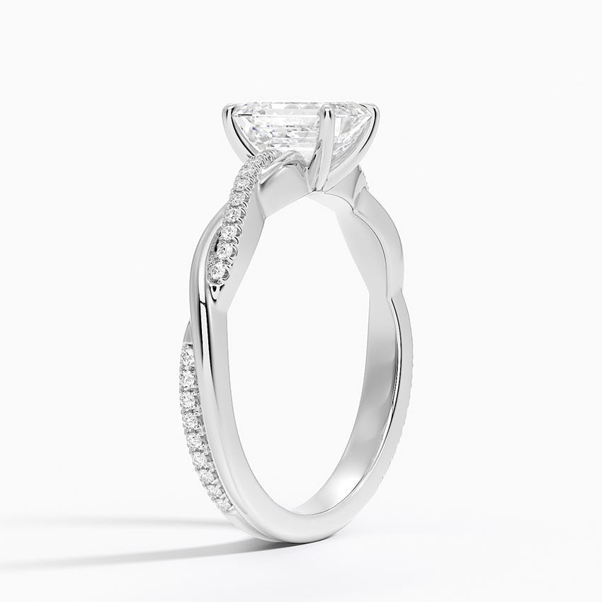 Petite Twisted Vine Diamond Ring (1/8 ct. tw.) Platinum Emerald Engagement Ring