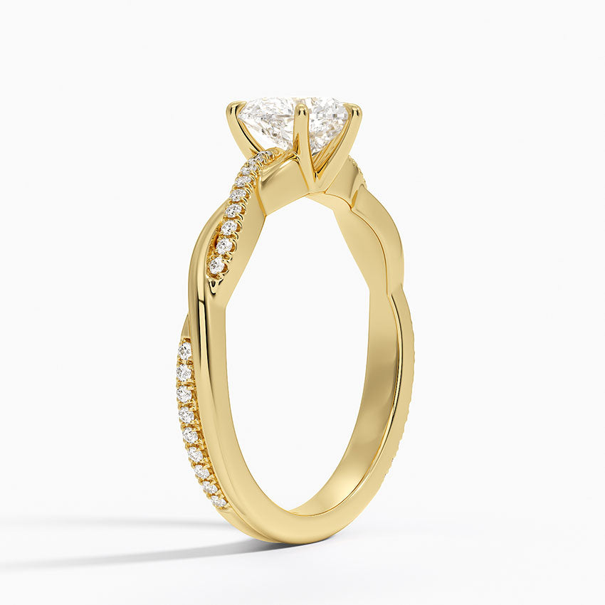 Petite Twisted Vine Diamond Ring (1/8 ct. tw.) Yellow Gold 18k Heart Engagement Ring
