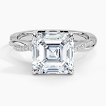 Petite Twisted Vine Diamond Ring (1/8 ct. tw.) Platinum Asscher Engagement Ring