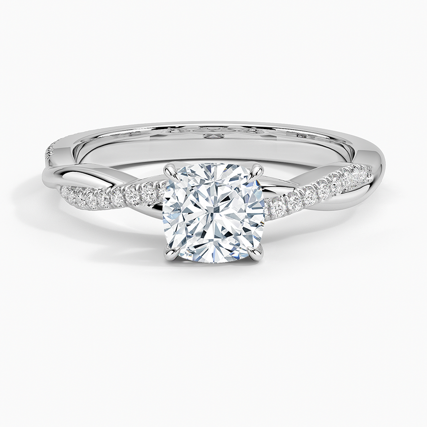 Petite Twisted Vine Diamond Ring (1/8 ct. tw.) Platinum Cushion Engagement Ring