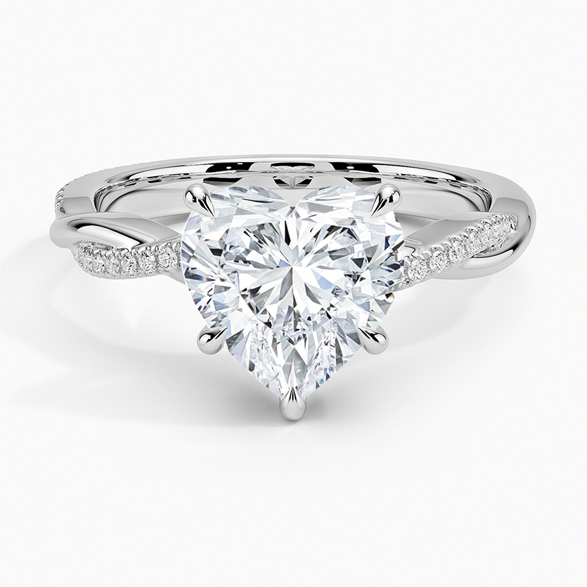 Petite Twisted Vine Diamond Ring (1/8 ct. tw.) Platinum Heart Engagement Ring
