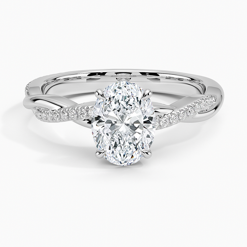 Petite Twisted Vine Diamond Ring (1/8 ct. tw.) Platinum Oval Engagement Ring