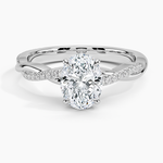 Petite Twisted Vine Diamond Ring (1/8 ct. tw.) Platinum Oval Engagement Ring