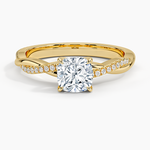 Petite Twisted Vine Diamond Ring (1/8 ct. tw.) Yellow Gold 18k Cushion Engagement Ring