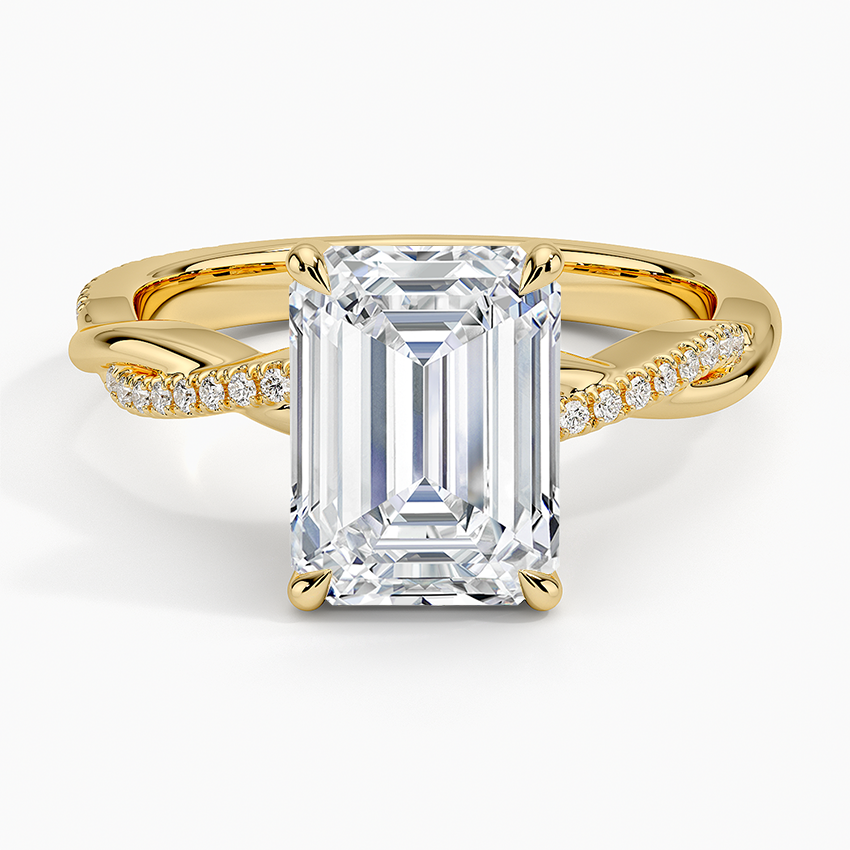 Petite Twisted Vine Diamond Ring (1/8 ct. tw.) Yellow Gold 18k Emerald Engagement Ring