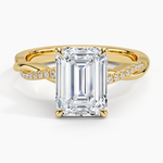 Petite Twisted Vine Diamond Ring (1/8 ct. tw.) Yellow Gold 18k Emerald Engagement Ring