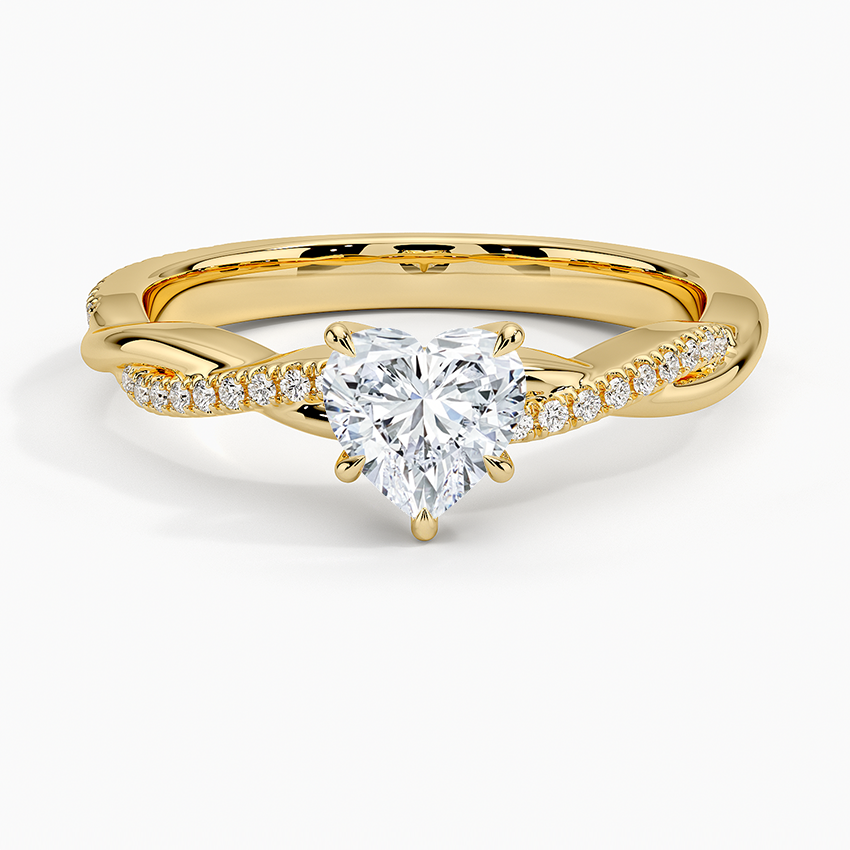 Petite Twisted Vine Diamond Ring (1/8 ct. tw.) Yellow Gold 18k Heart Engagement Ring