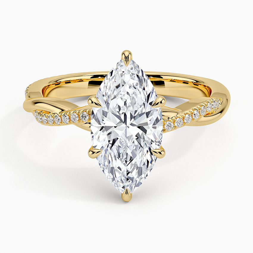 Petite Twisted Vine Diamond Ring (1/8 ct. tw.) Yellow Gold 18k Marquise Engagement Ring