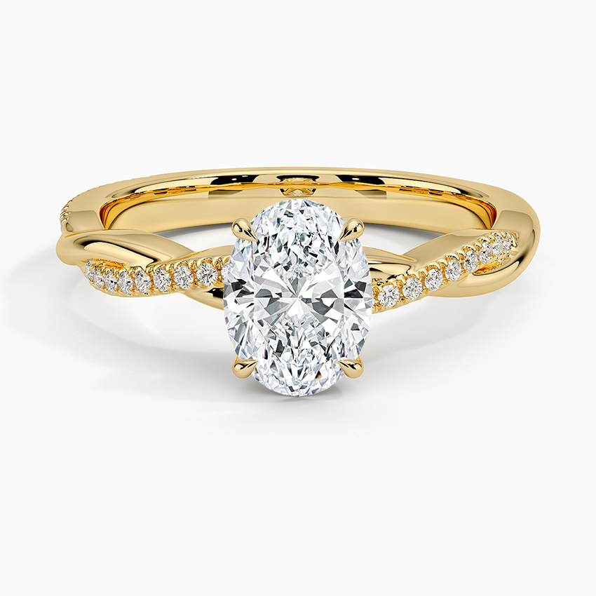 Petite Twisted Vine Diamond Ring (1/8 ct. tw.) Yellow Gold 18k Oval Engagement Ring
