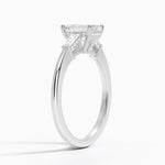 Adorned Tapered Baguette Three Stone Diamond Ring Platinum Emerald Engagement Ring