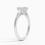 Adorned Tapered Baguette Three Stone Diamond Ring Platinum Oval Engagement Ring