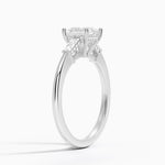 Adorned Tapered Baguette Three Stone Diamond Ring Platinum Princess Engagement Ring