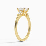 Adorned Tapered Baguette Three Stone Diamond Ring Yellow Gold 18k Princess Engagement Ring