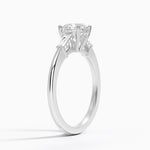 Adorned Tapered Baguette Three Stone Diamond Ring Platinum Round Engagement Ring