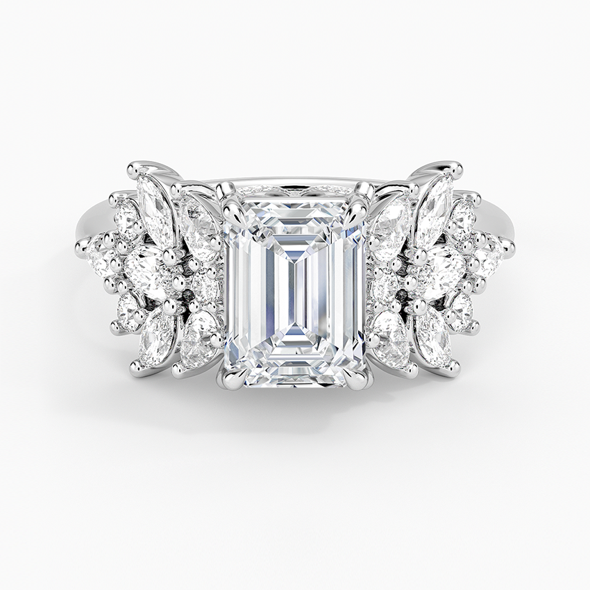 Grand Nadia Diamond Ring Platinum Emerald Engagement Ring