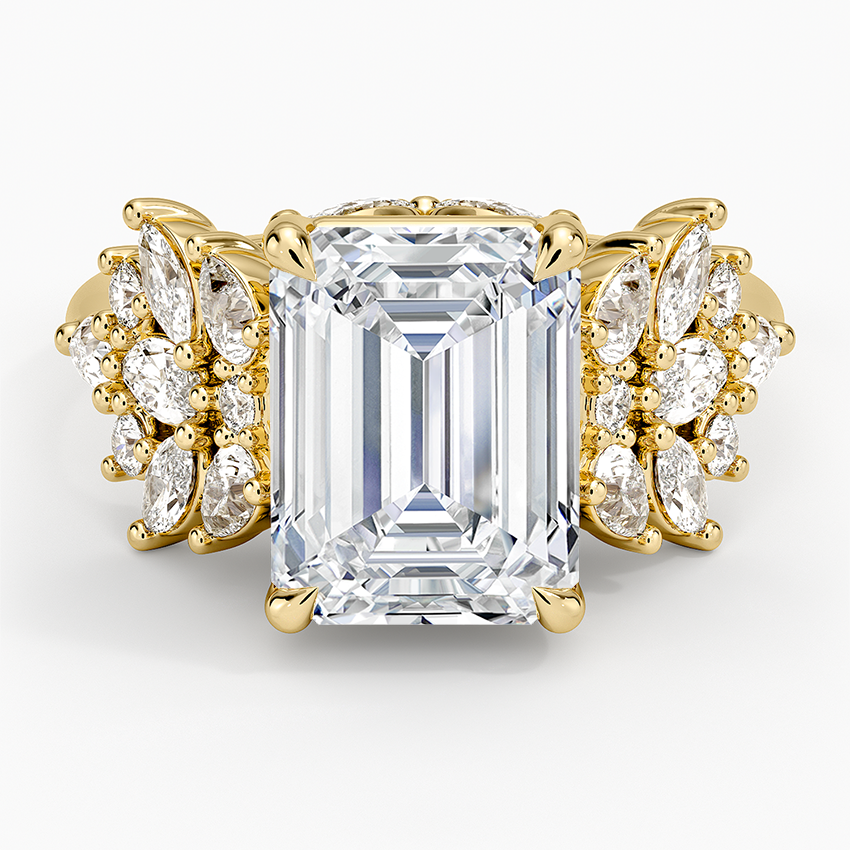 Grand Nadia Diamond Ring Yellow Gold 18k Emerald Engagement Ring