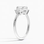 Embrace Three Stone Trapezoid Diamond Ring Platinum Asscher Engagement Ring