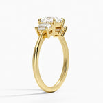 Embrace Three Stone Trapezoid Diamond Ring Yellow Gold 18k Princess Engagement Ring