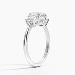 Embrace Three Stone Trapezoid Diamond Ring Platinum Round Engagement Ring