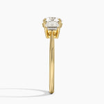 Embrace Three Stone Trapezoid Diamond Ring Yellow Gold 18k Round Engagement Ring