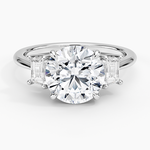 Embrace Three Stone Trapezoid Diamond Ring Platinum Round Engagement Ring