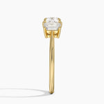 Luxe Embrace Three Stone Trapezoid Diamond Ring Yellow Gold 18k Cushion Engagement Ring