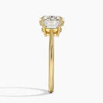 Luxe Embrace Three Stone Trapezoid Diamond Ring Yellow Gold 18k Oval Engagement Ring