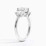 Luxe Embrace Three Stone Trapezoid Diamond Ring Platinum Princess Engagement Ring