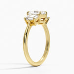 Luxe Embrace Three Stone Trapezoid Diamond Ring Yellow Gold 18k Radiant Engagement Ring